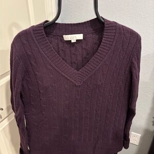 LOFT Deep Purple V-Neck Sweater